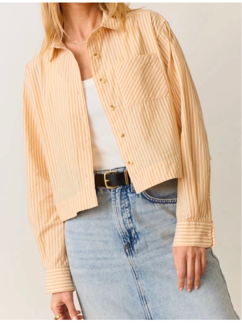 Marine Layer Mia Cropped Shirt in Cali Poplin Size S